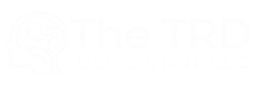 The TRD Blueprint White Logo
